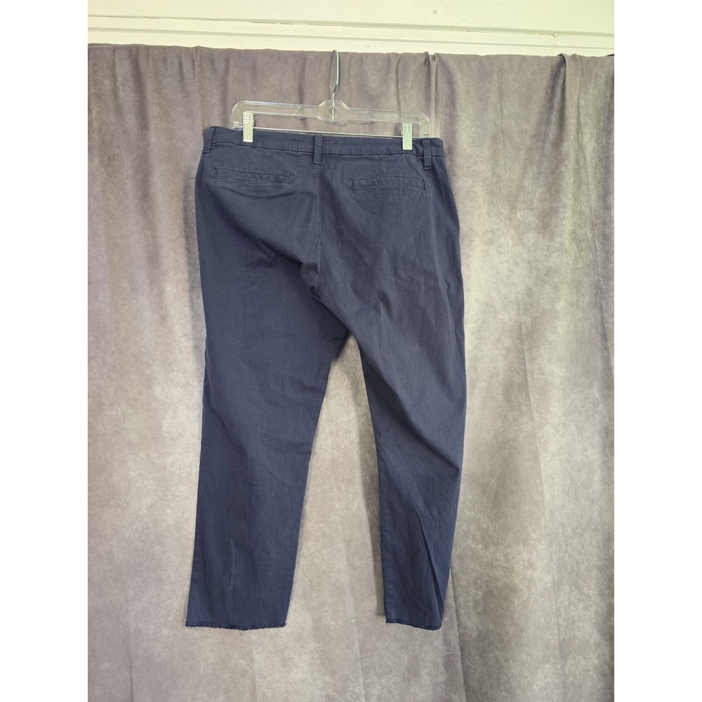 Frank & Eileen Women's Size 10 Blue Cotton Raw Hem Cropped Wicklow Chino Pants - Picture 3 of 9
